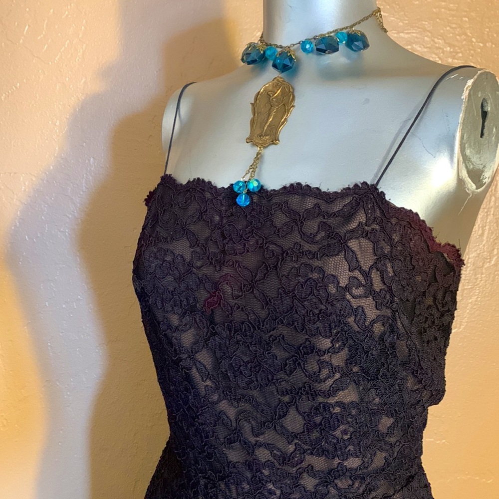 COPY - Vintage Miss Elliette California Black Lace Dress. Sz 8 - Picture 4 of 5